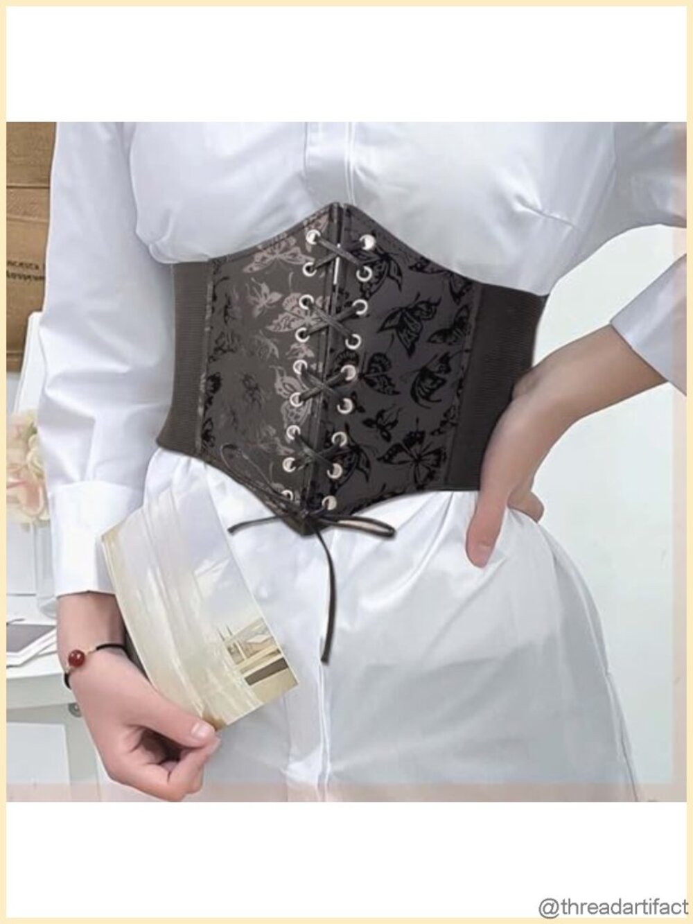 Gothic Lace-Up High Waist Belt Women PU Corset Punk Slimming Waist Belt 19cm